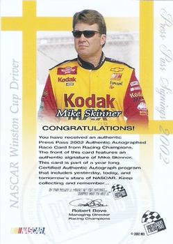 2002 Press Pass - Signings #NNO Mike Skinner Back