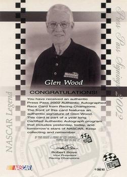 2002 Press Pass - Signings #NNO Glen Wood Back