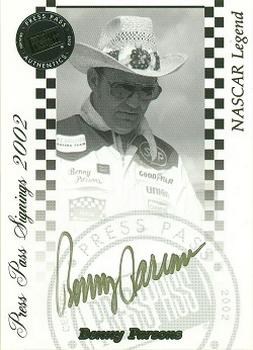 2002 Press Pass - Signings Gold #NNO Benny Parsons Front