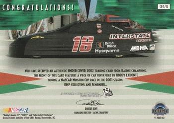 2002 Press Pass Eclipse - Under Cover Drivers #CD 5 Bobby Labonte Back