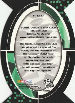 2002 Press Pass Optima - Fan Favorite #FF 13 Bobby Labonte Back