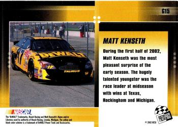 2002 Press Pass Optima - Gold #G15 Matt Kenseth Back