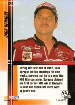 2002 Press Pass Optima - Gold #G42 Jack Sprague Back