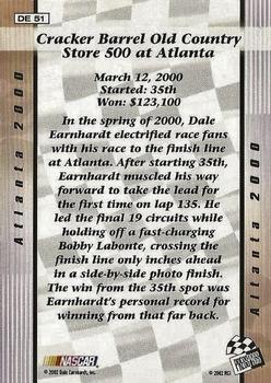 2002 Press Pass Premium - Dale Earnhardt Top 8 Victories #DE 51 Dale Earnhardt - Atlanta 2000 Back