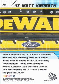 2002 Press Pass Stealth - Gold #P17 Matt Kenseth's Car Back
