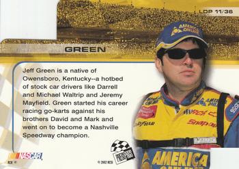 2002 Press Pass Trackside - License to Drive Die Cuts #LDP 11 Jeff Green Back