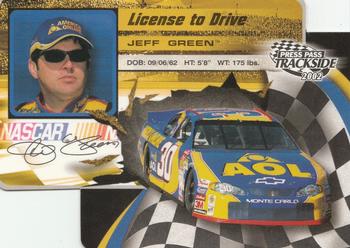 2002 Press Pass Trackside - License to Drive Die Cuts #LDP 11 Jeff Green Front