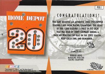 2002 Press Pass Trackside - Pit Stoppers Drivers #PSD 2 Tony Stewart Back