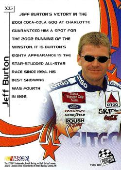 2002 Press Pass VIP - Explosives #X35 Jeff Burton Back
