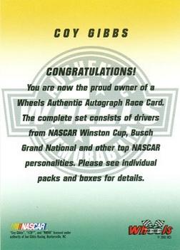 2002 Wheels High Gear - Autographs #NNO Coy Gibbs Back