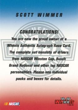 2002 Wheels High Gear - Autographs #NNO Scott Wimmer Back