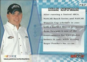 2002 Wheels High Gear - First Gear #F67 Ryan Newman Back