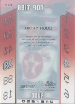 2002 Wheels High Gear - Top Tier Numbered #TT 4 Ricky Rudd Back