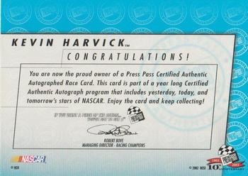 2003 Press Pass - Autographs #NNO Kevin Harvick Back