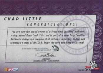 2003 Press Pass - Autographs #NNO Chad Little Back