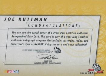 2003 Press Pass - Autographs #NNO Joe Ruttman Back