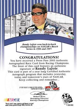 2003 Press Pass - Signings #NNO Randy LaJoie Back