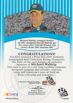 2003 Press Pass - Signings #NNO Michael Waltrip Back