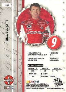 2003 Press Pass Coca-Cola Racing Family #4 Bill Elliott Back