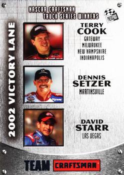 2003 Press Pass Craftsman #15 Terry Cook / Dennis Setzer / David Starr Front