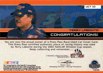 2003 Press Pass Eclipse - Under Cover Cars #UCT 10 Terry Labonte Back