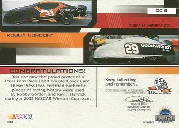 2003 Press Pass Eclipse - Under Cover Double Cover #DC 8 Kevin Harvick / Robby Gordon Back
