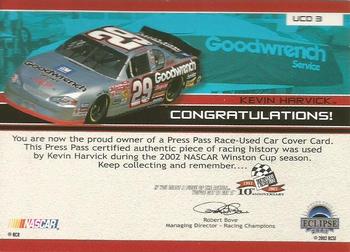 2003 Press Pass Eclipse - Under Cover Driver Series Gold #UCD 3 Kevin Harvick Back