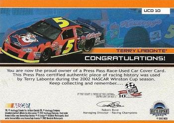 2003 Press Pass Eclipse - Under Cover Driver Series Silver #UCD 10 Terry Labonte Back