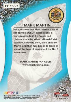2003 Press Pass Optima - Fan Favorite #FF 16 Mark Martin Back