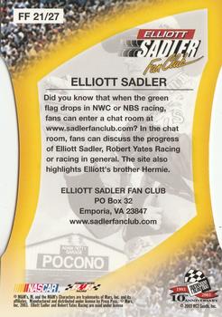 2003 Press Pass Optima - Fan Favorite #FF 21 Elliott Sadler Back