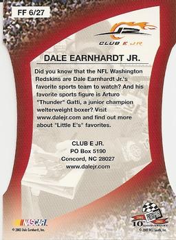 2003 Press Pass Optima - Fan Favorite #FF 6 Dale Earnhardt Jr. Back