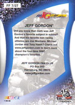 2003 Press Pass Optima - Fan Favorite #FF 7 Jeff Gordon Back