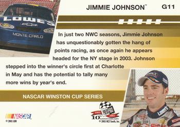 2003 Press Pass Optima - Gold #G11 Jimmie Johnson Back