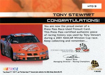 2003 Press Pass Premium - Hot Threads Drivers #HTD 9 Tony Stewart Back