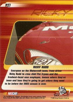 2003 Press Pass Stealth - Red #P27 Ricky Rudd Back