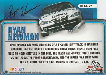 2003 Press Pass Trackside - License to Drive #LD 13 Ryan Newman Back