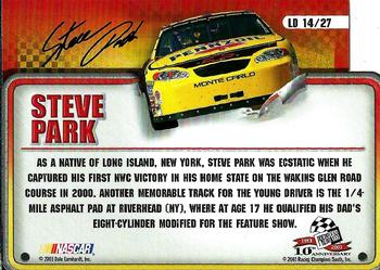 2003 Press Pass Trackside - License to Drive #LD 14 Steve Park Back