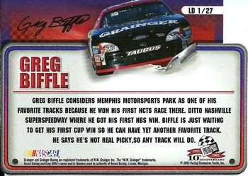 2003 Press Pass Trackside - License to Drive #LD 1 Greg Biffle Back