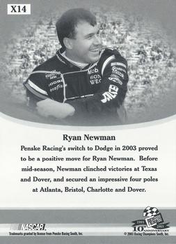 2003 Press Pass VIP - Explosives #X14 Ryan Newman Back