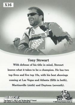 2003 Press Pass VIP - Explosives #X16 Tony Stewart Back