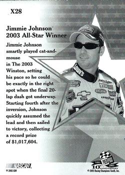 2003 Press Pass VIP - Explosives #X28 Jimmie Johnson Back