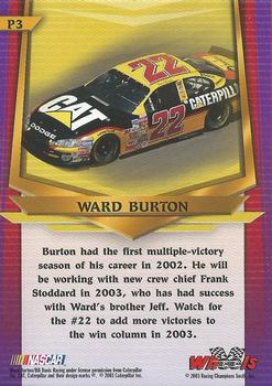 2003 Wheels American Thunder - Holofoil #P3 Ward Burton Back