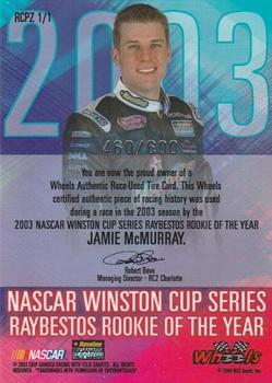 2003 Wheels American Thunder - Rookie Class Prizes #RCPZ 1 Jamie McMurray Back