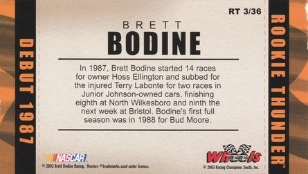 2003 Wheels American Thunder - Rookie Thunder #RT 3 Brett Bodine Back