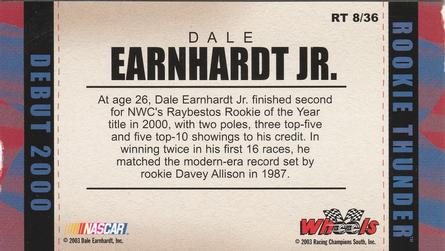 2003 Wheels American Thunder - Rookie Thunder #RT 8 Dale Earnhardt Jr. Back