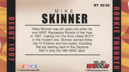 2003 Wheels American Thunder - Rookie Thunder #RT 30 Mike Skinner Back