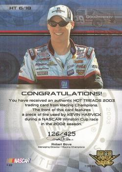 2003 Wheels High Gear - Hot Treads #HT 6 Kevin Harvick Back