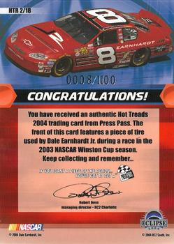 2004 Press Pass Eclipse - Hot Treads #HTR 2 Dale Earnhardt Jr. Back