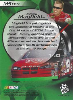 2004 Press Pass Collectors Series Making the Show #MS 13 Jeremy Mayfield Back