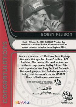 2004 Press Pass - Signings #NNO Bobby Allison Back
